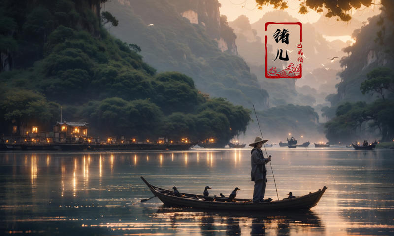 606247209521968577-2077657494-landscape, Guilin, China, iconic symbol of China's natural landscapes, Fishermen casting nets on the Li River with cormorant bir.jpg